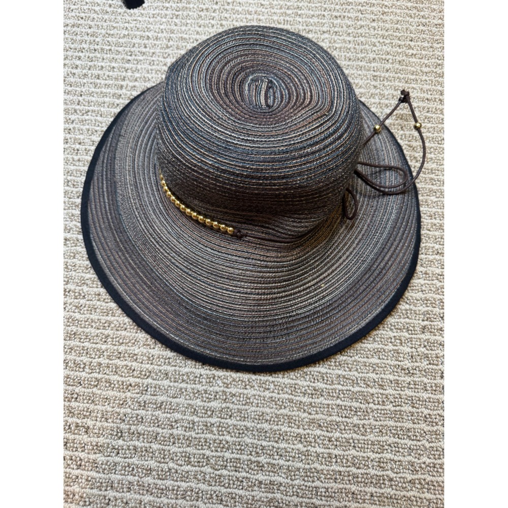 Peter Grimm Women's Wide Brim Sun‎ Hat Brown Packable Beach Resort Boho